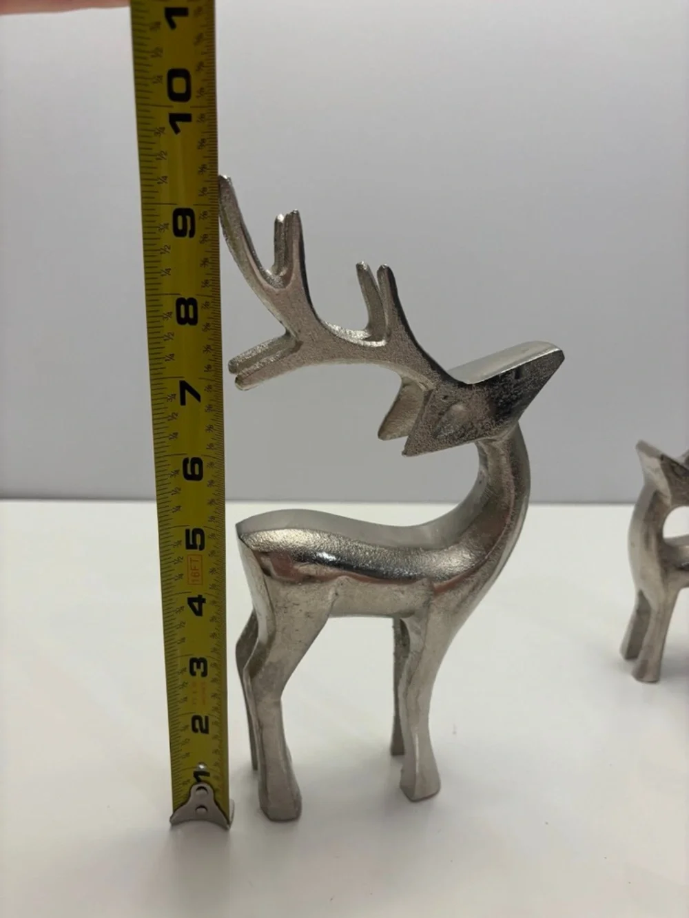 Set of 3 silver reindeer figurines